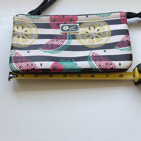 Luv Betsey Johnson fruit black white stripe wallet wristlet - Picture 4 of 8